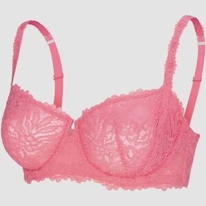34D Savage x Fenty Romantic Corded Lace Unlined Baconette Bra in Acacia Pink